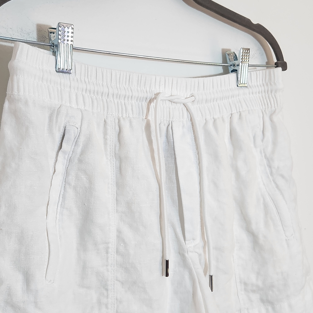 Athleta White Linen Pull-On Shorts Size 4 - Picture 2 of 10